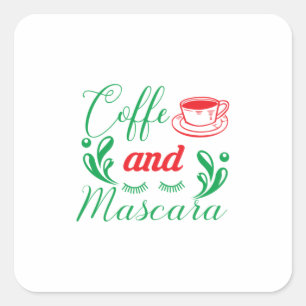 Merry Xmas Coffee And Mascara Square Sticker