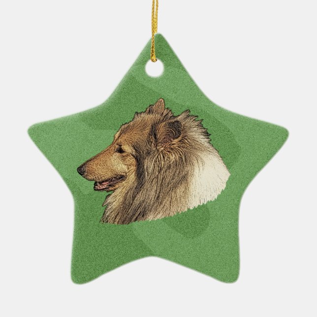 Merry Xmas Collie Ceramic Tree Decoration (Front)