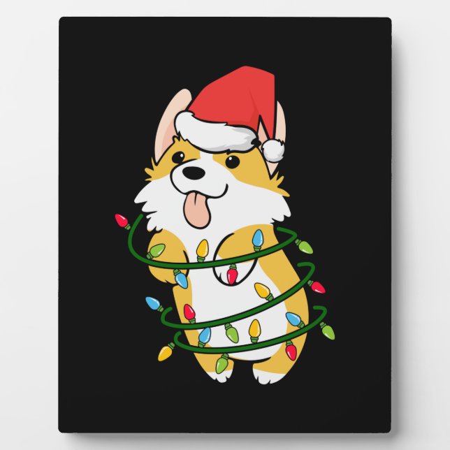 Merry Xmas Corgi Christmas Tree Light Plaque (Front)