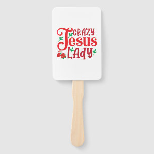 Merry Xmas Crazy Jesus Lady Hand Fan