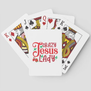 Merry Xmas Crazy Jesus Lady Playing Cards
