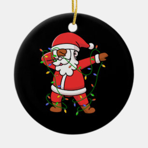 Merry Xmas Dabbing Santa Christmas Tree Light Ceramic Tree Decoration