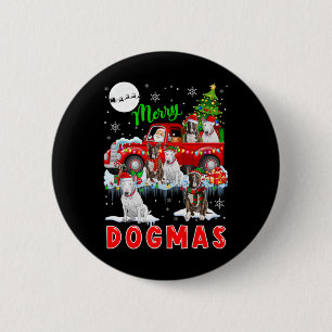 Merry Xmas Dog Santa Carrying Bull Terriers On Pic 6 Cm Round Badge
