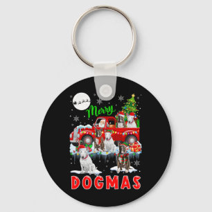 Merry Xmas Dog Santa Carrying Bull Terriers On Pic Key Ring