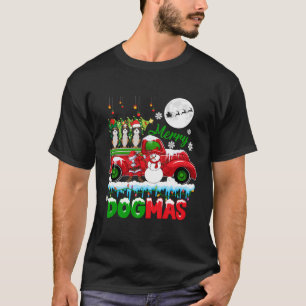 Merry Xmas Dog Santa Reindeer Elf Bernedoodles On T-Shirt