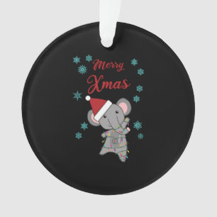 Merry Xmas Elephant Snow Winter Zoo Cute Animals Ornament