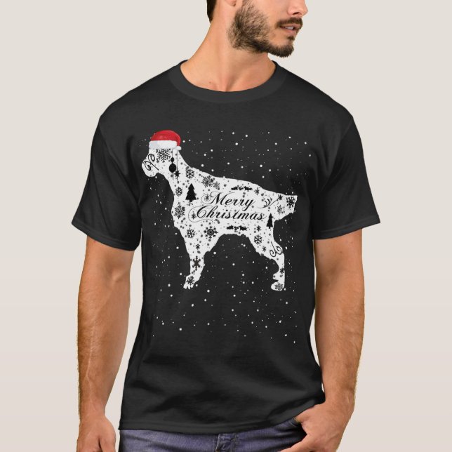 Merry Xmas English Setter Dog Christmas T-Shirt (Front)
