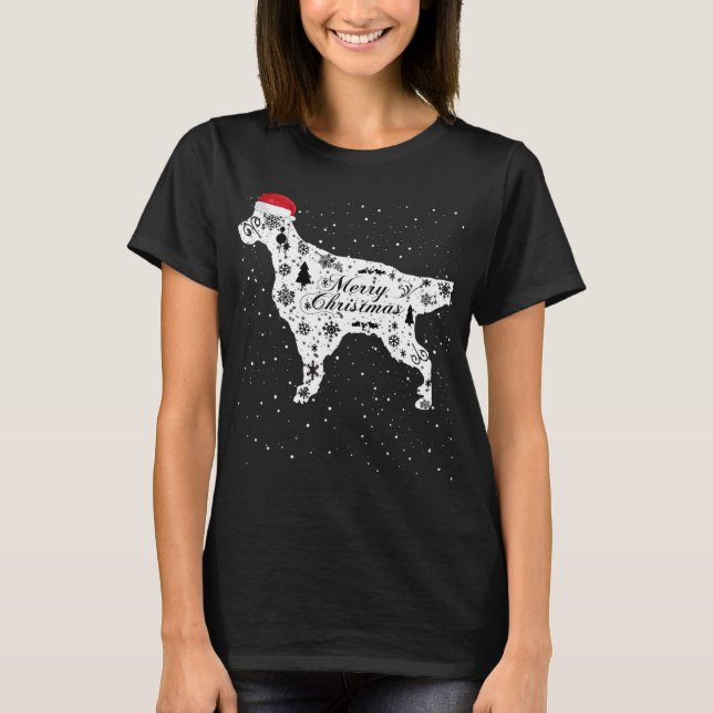 Merry Xmas English Setter Dog Christmas T-Shirt (Front)