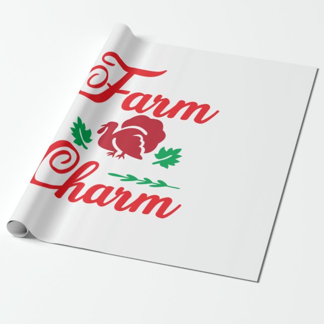 Merry Xmas Farm Charm Wrapping Paper (Unrolled)