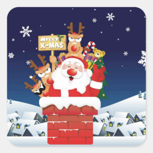 Merry Xmas From Santa's Crew Square Sticker