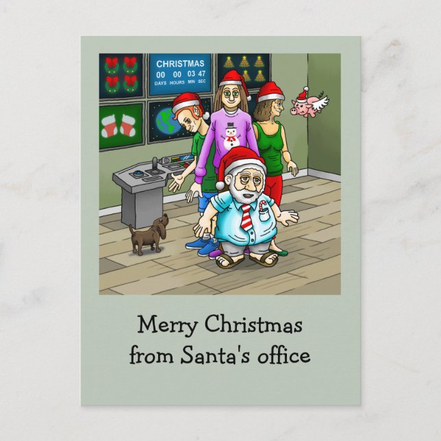 Merry Xmas from Santa's Office Holiday Postcard (Front)
