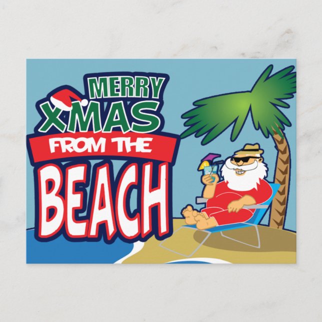 MERRY XMAS FROM THE BEACH Postcard (Front)