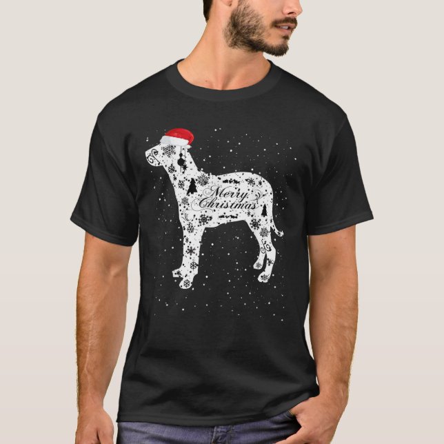 Merry Xmas Grand Anglo Francais Blanc Noir Dog Chr T-Shirt (Front)