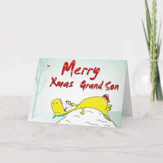 merry xmas grand son holiday card (Front)
