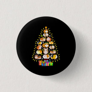 Merry Xmas Guinea Pig Christmas Tree Lights 3 Cm Round Badge