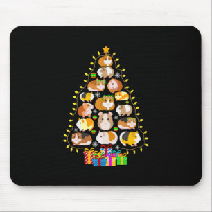 Merry Xmas Guinea Pig Christmas Tree Lights Mouse Mat