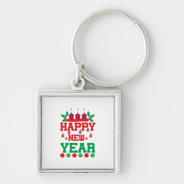 Merry Xmas Happy New Year Key Ring (Front)