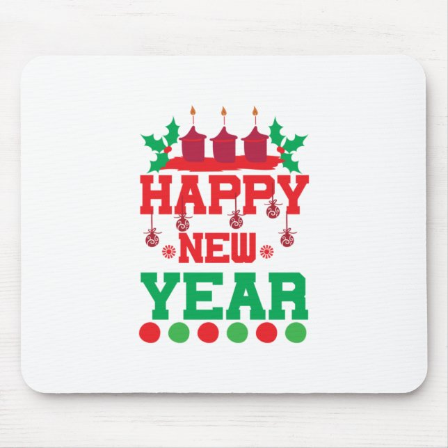 Merry Xmas Happy New Year Mouse Mat (Front)
