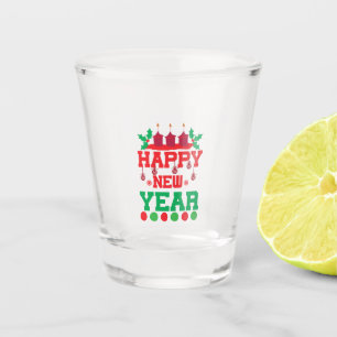 Merry Xmas Happy New Year Shot Glass