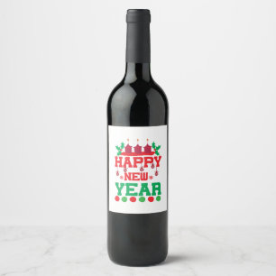 Merry Xmas Happy New Year Wine Label