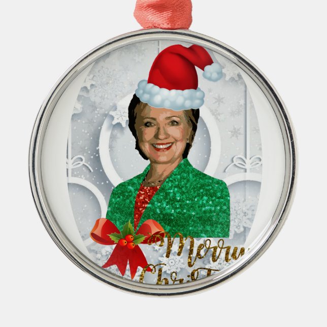 merry xmas Hillary clinton Metal Tree Decoration (Front)