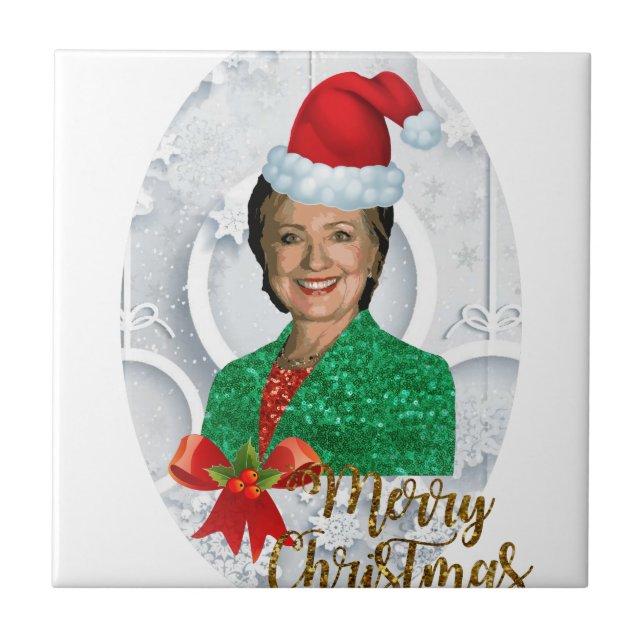 merry xmas Hillary clinton Tile (Front)