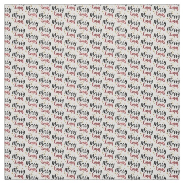 Merry Xmas Holiday Script Pattern Fabric (Swatch)