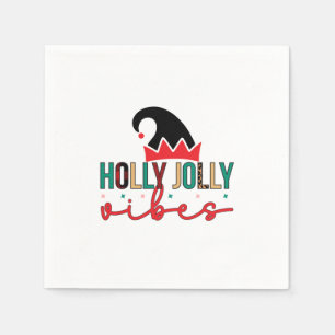 Merry Xmas Holly Jolly Vibes Napkin