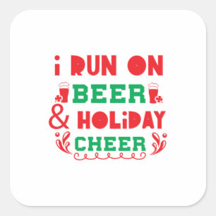 Merry Xmas I Run On Beer Square Sticker