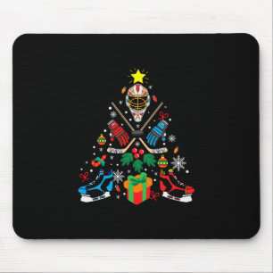 Merry Xmas Ice Hockey Christmas Tree Mouse Mat