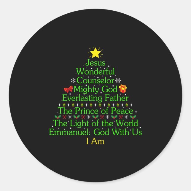 Merry Xmas Jesus Wonderful Counsellor Mighty Classic Round Sticker (Front)