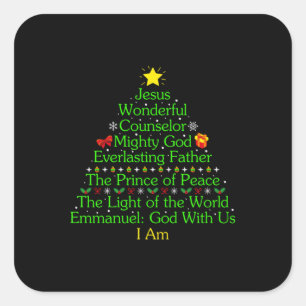 Merry Xmas Jesus Wonderful Counsellor Mighty Square Sticker