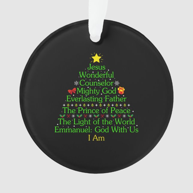 Merry Xmas Jesus Wonderful Counselor Mighty Ornament (Front)