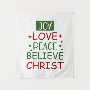 Merry Xmas Joy Love Peace Believe Tapestry