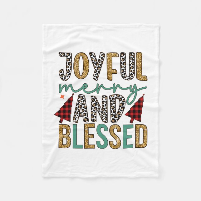 Merry Xmas Joyful Merry And Blessed Fleece Blanket (Front)