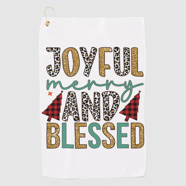 Merry Xmas Joyful Merry And Blessed Golf Towel (Front)