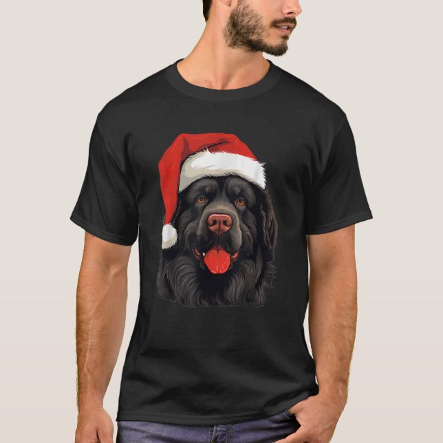 Merry Xmas Landseer Newfoundland Dog Christmas  T-Shirt (Front)