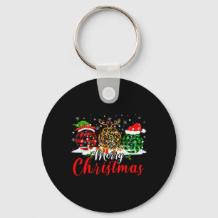 Merry Xmas Leopard Plaid Santa Elf Reindeer Volley Key Ring