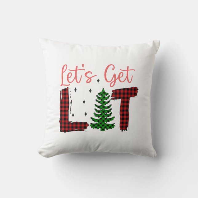 Merry Xmas Let's Get Lit Christmas Cushion (Front)