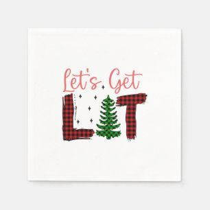 Merry Xmas Let's Get Lit Christmas Napkin