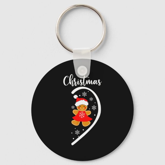 Merry Xmas Matching Christmas Pajama Black Crew Ne Key Ring (Front)