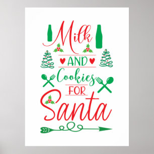 Merry Xmas Milk And Cookies For Santa Poster