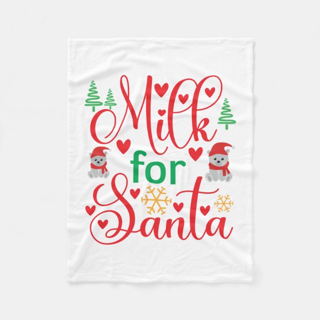 Merry Xmas Milk For Santa Fleece Blanket (Front)