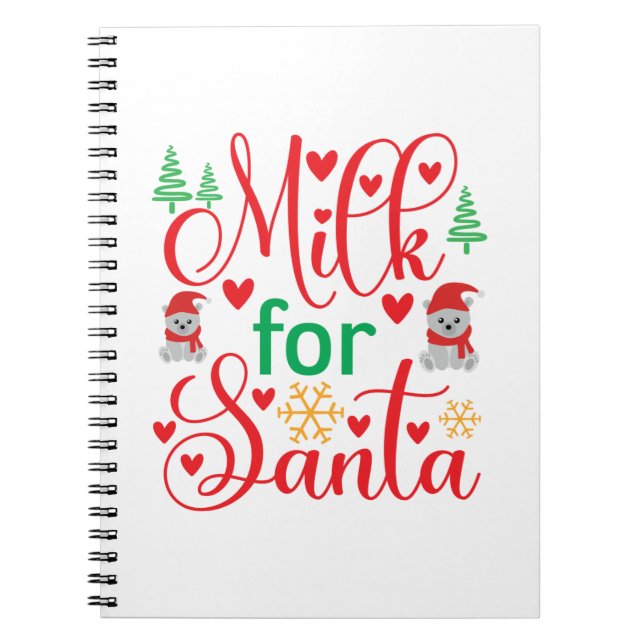 Merry Xmas Milk For Santa Notebook (Front)
