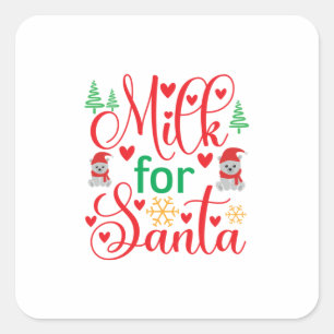 Merry Xmas Milk For Santa Square Sticker