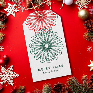 Merry Xmas modern minimalist floral Gift Tags