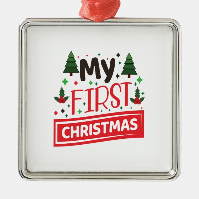 Merry Xmas My First Christmas Metal Tree Decoration (Front)