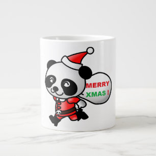 "MERRY XMAS" PANDA BEAR SANTA LARGE COFFEE MUG
