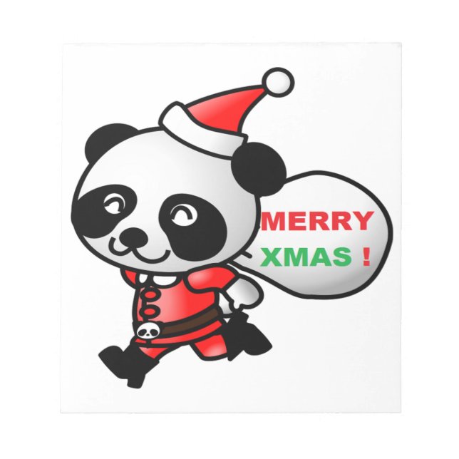 "MERRY XMAS" PANDA BEAR SANTA NOTEPAD (Front)