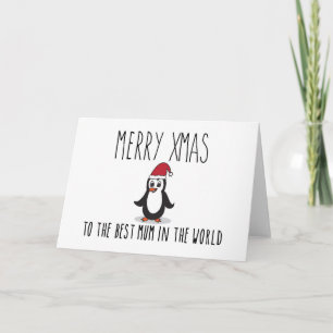 Merry Xmas Penguin Christmas Card Best Mum